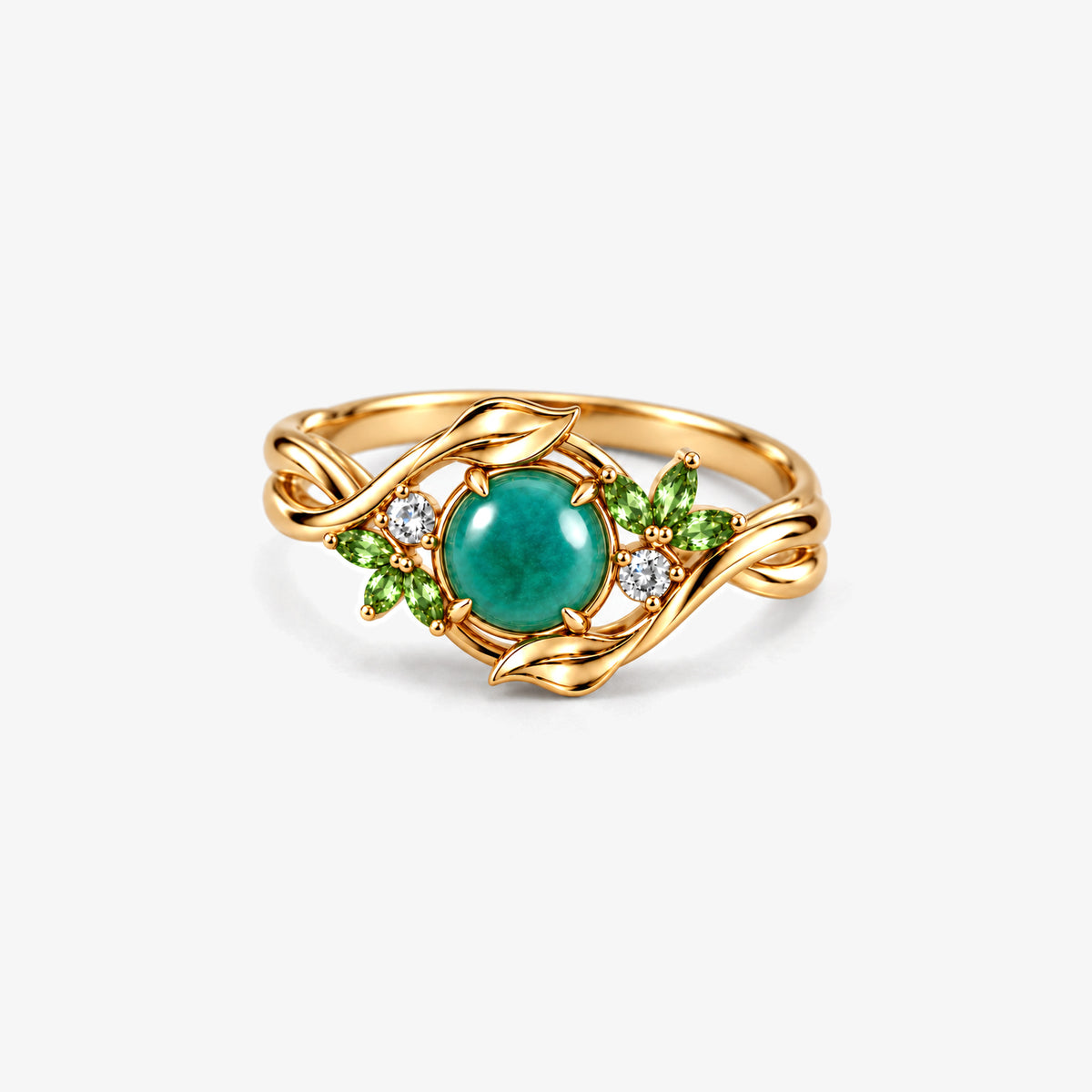 Seed Bloom cabochon ring on its own, gold