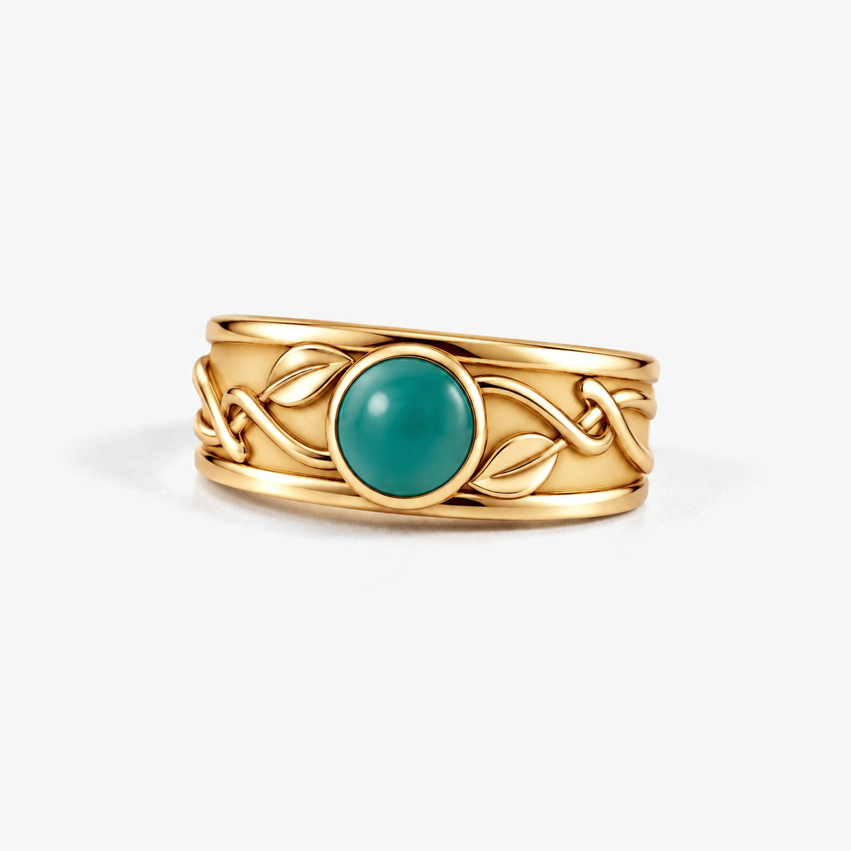 Seed Bloom Wide Band in gold, front view