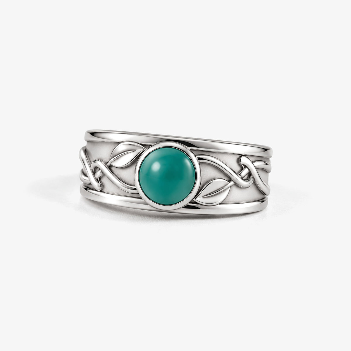 Seed Bloom Wide Band in silver, front view