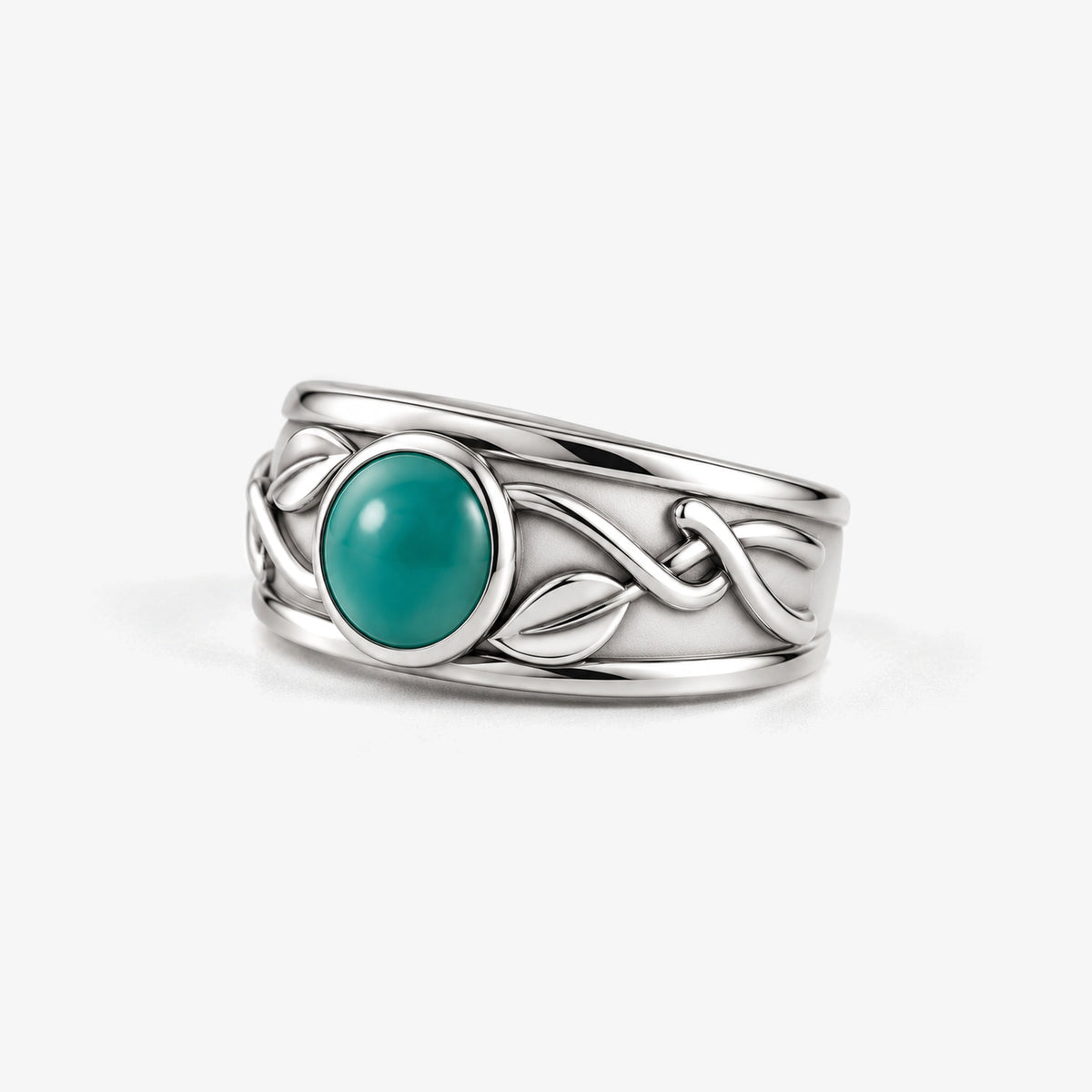 Seed Bloom Wide Band in silver, right side view