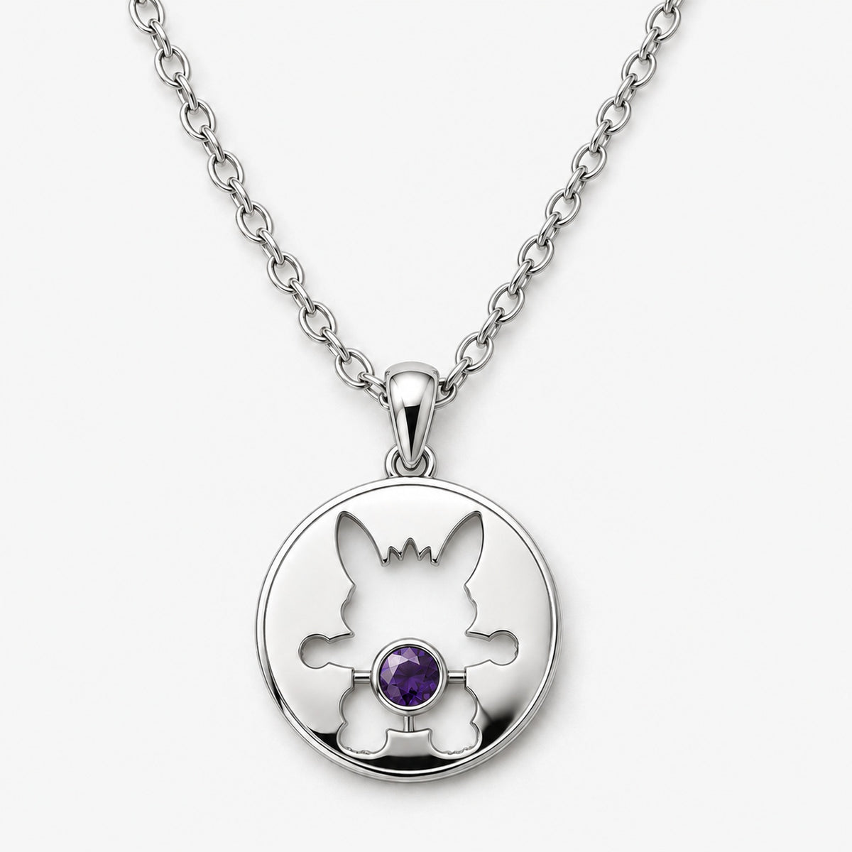 Grin Shade Necklace in silver, front view