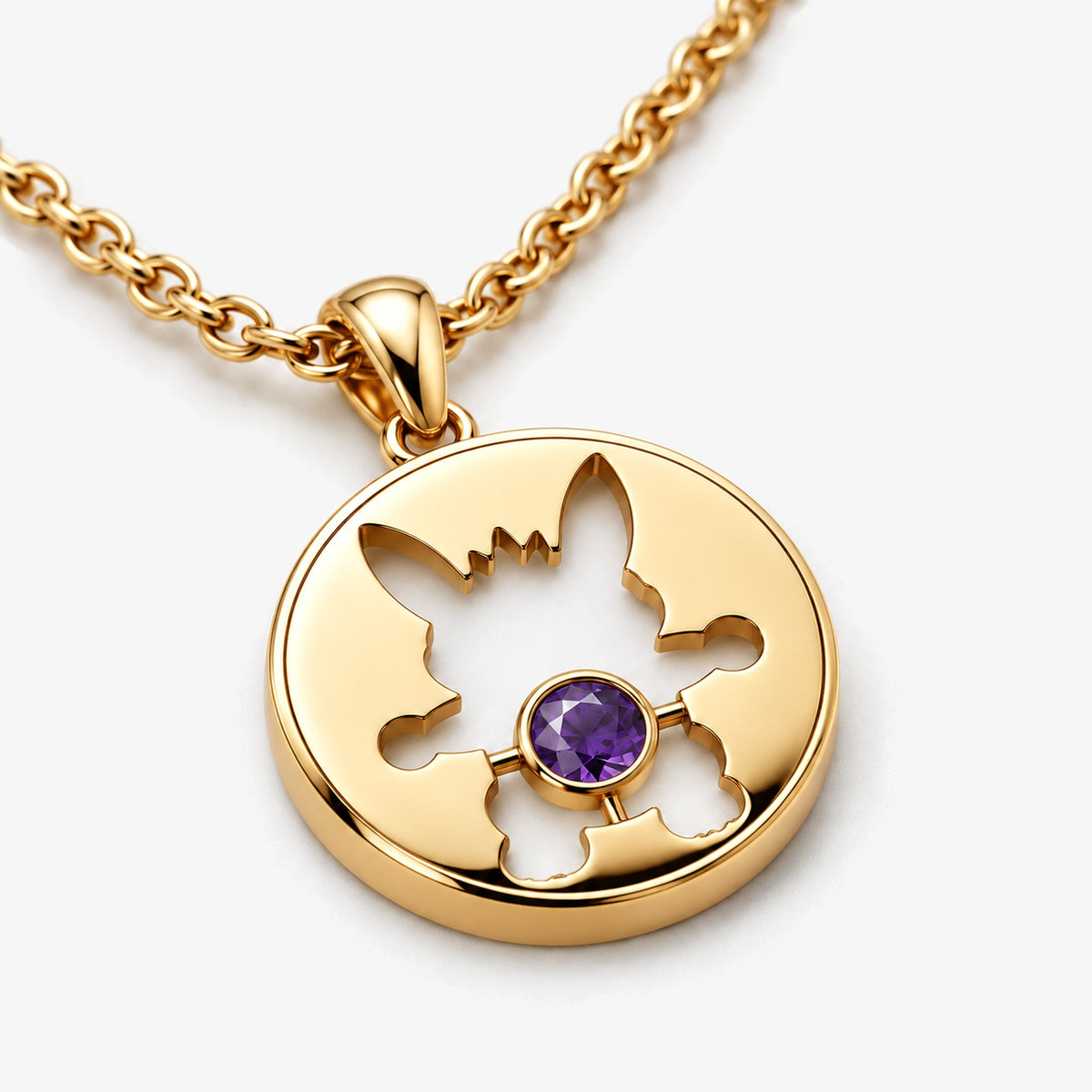 Grin Shade Necklace in gold, angled view