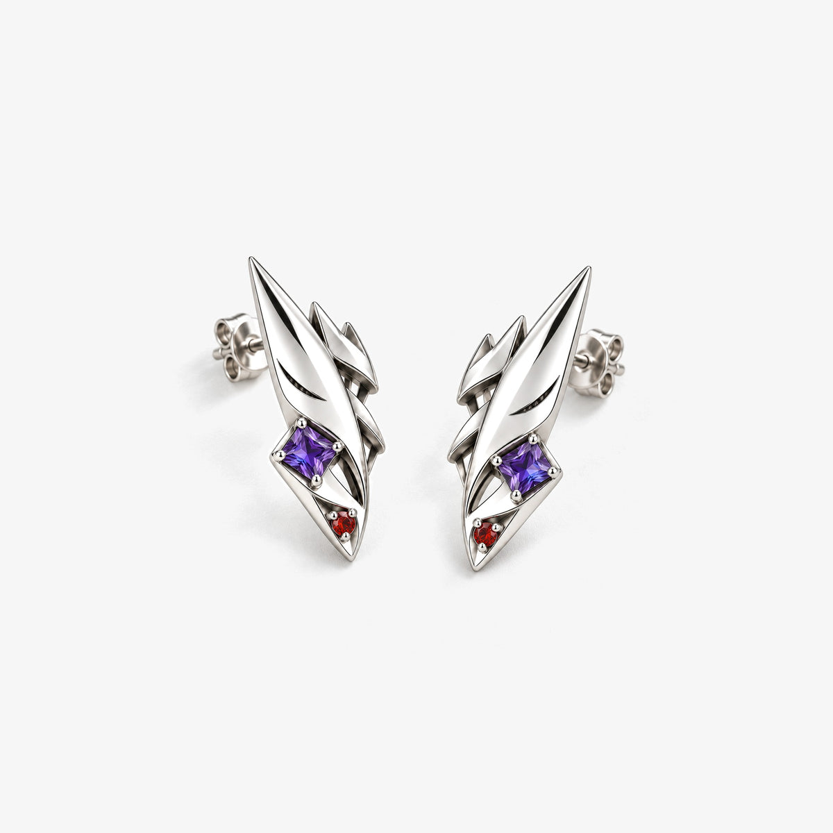 Grin Shade Studs in silver, front view
