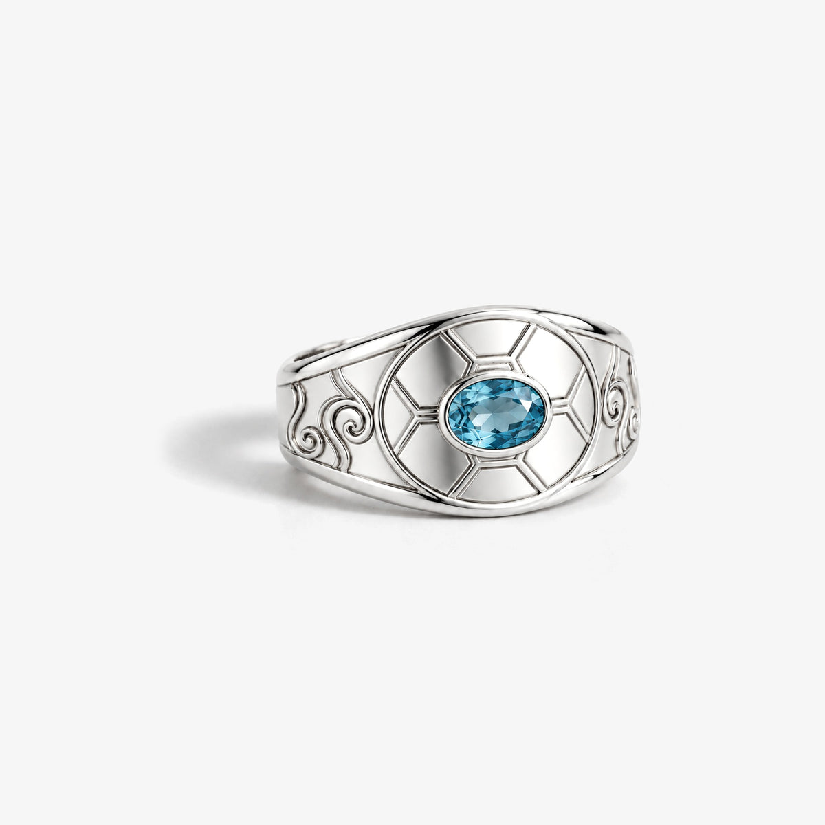 Bubble Shell Ring in silver, front view