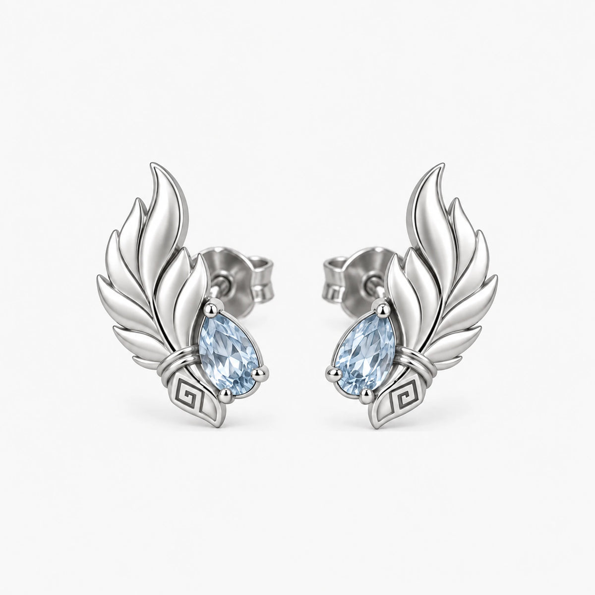 Shenhe Earrings in silver, front view