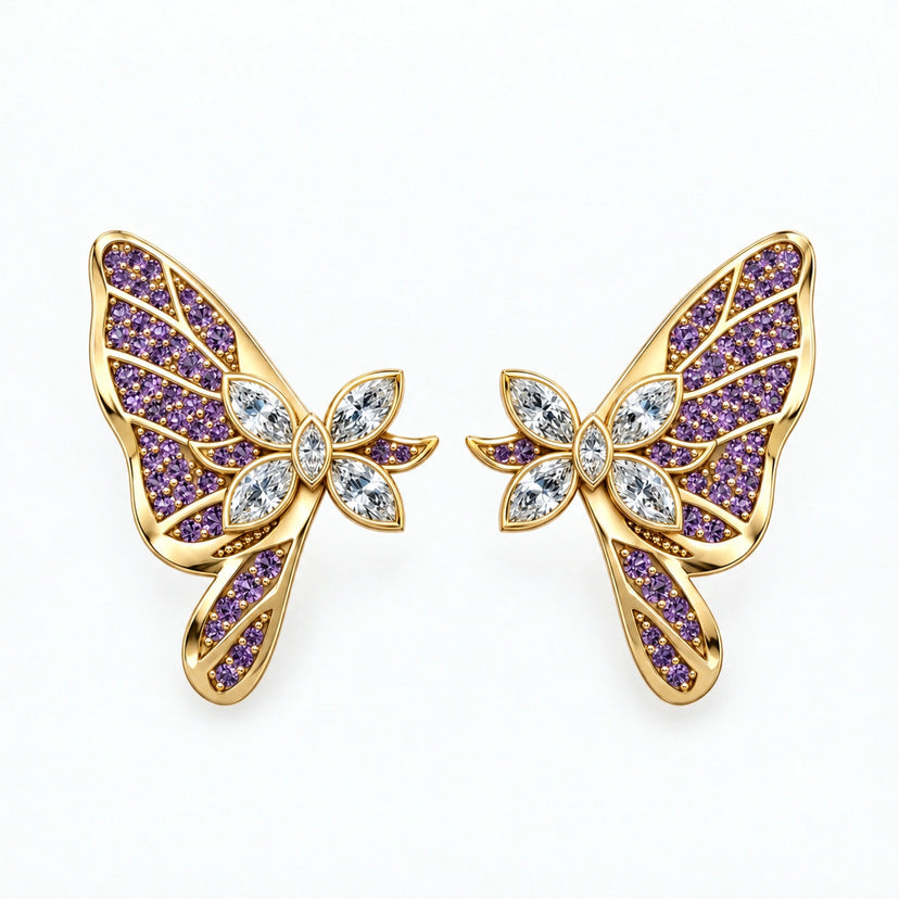 Butterfly Hashira Earrings gold front