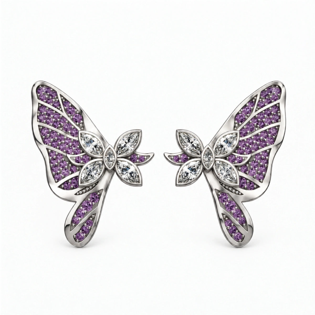 Butterfly Hashira Earrings silver front