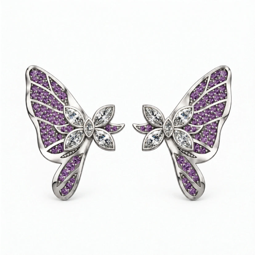 Butterfly Hashira Earrings silver front