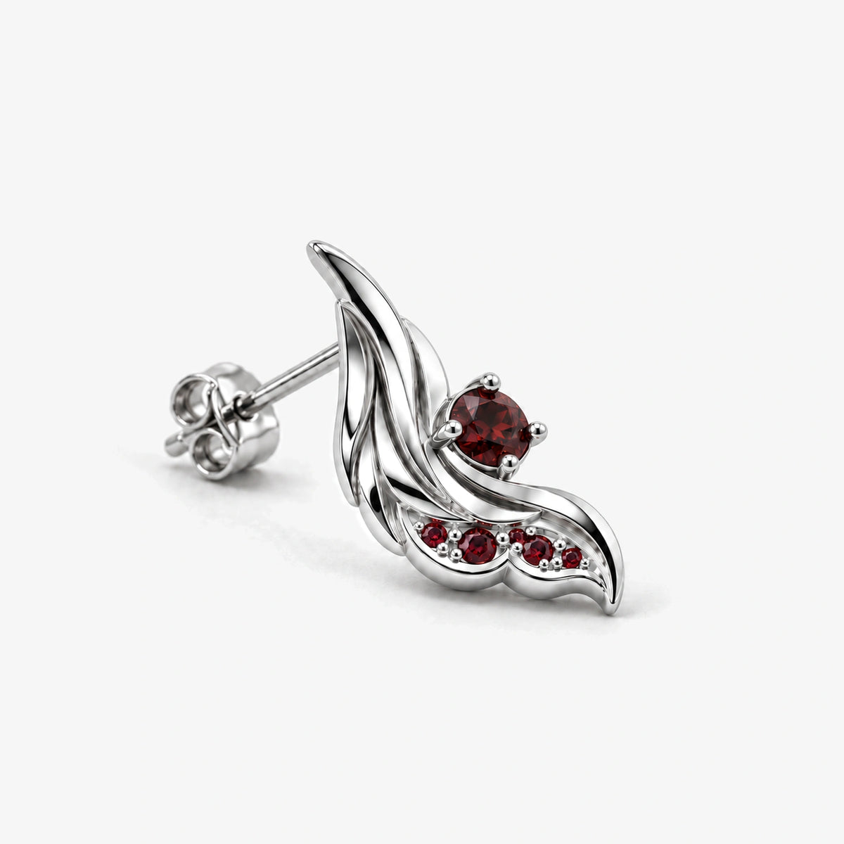 Seraph Wing Earrings in Silver, three-quarter side view
