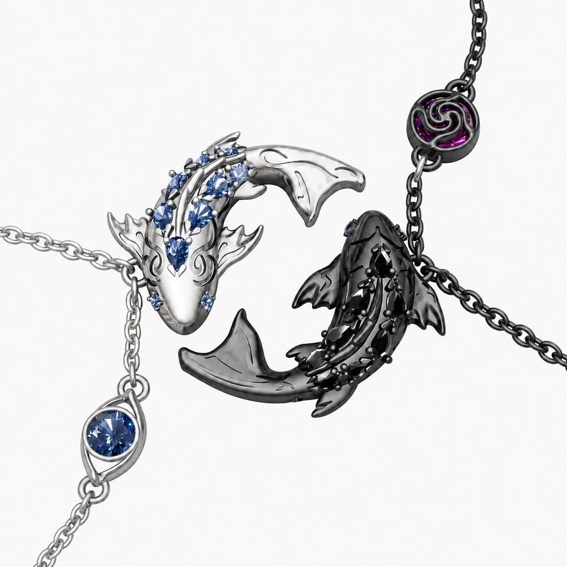 Six Eyes and Cursed Spirit Koi Necklace Collection - front