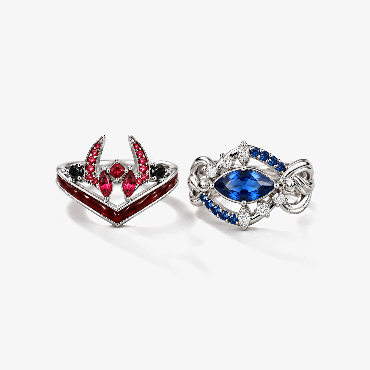 Six Eyes and Malevolent Shrine Rings Collection - set silver