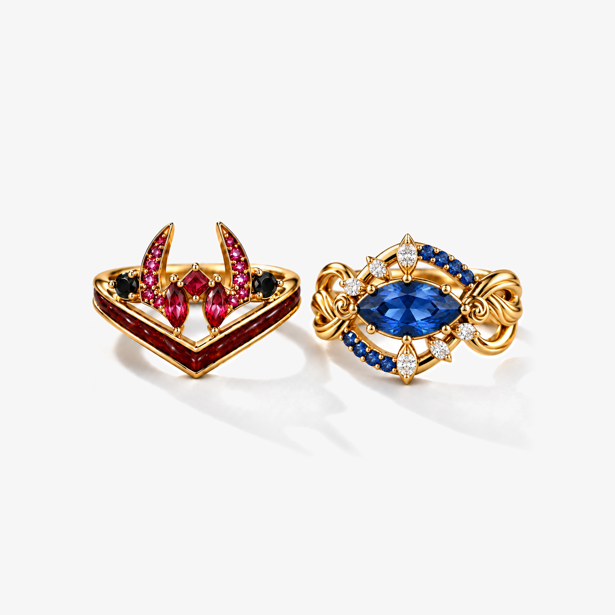 Six Eyes and Malevolent Shrine Rings Collection - set gold