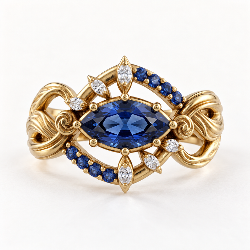 Six Eyes Ring - gold front