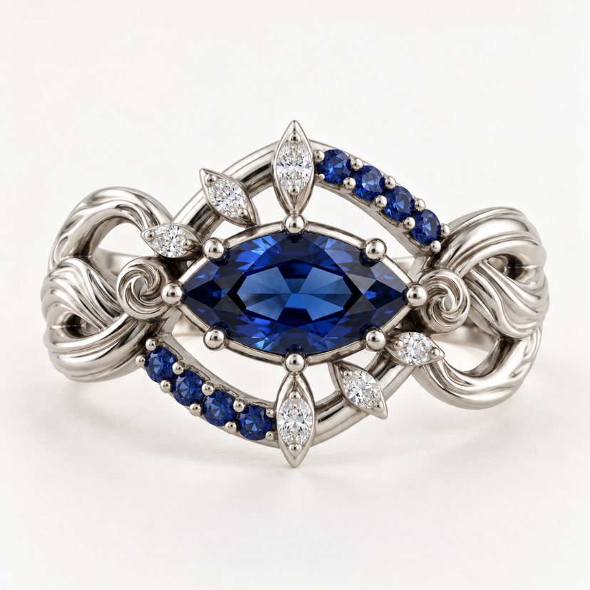 Six Eyes Ring - silver front