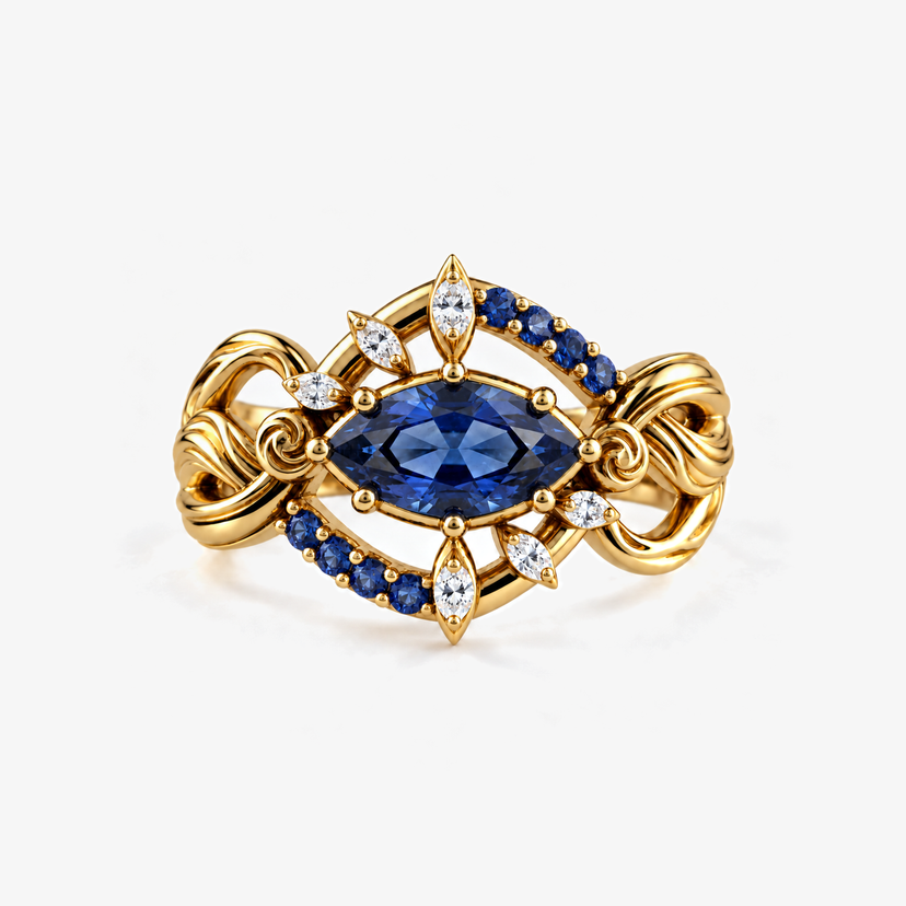 Six Eyes Ring - gold front
