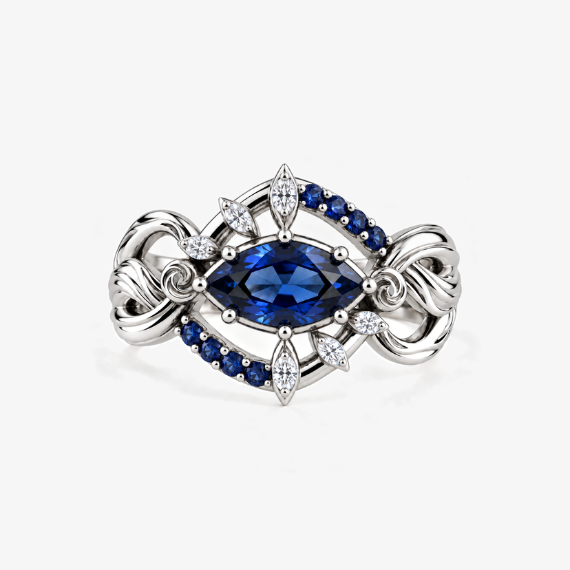 Six Eyes Ring - silver front