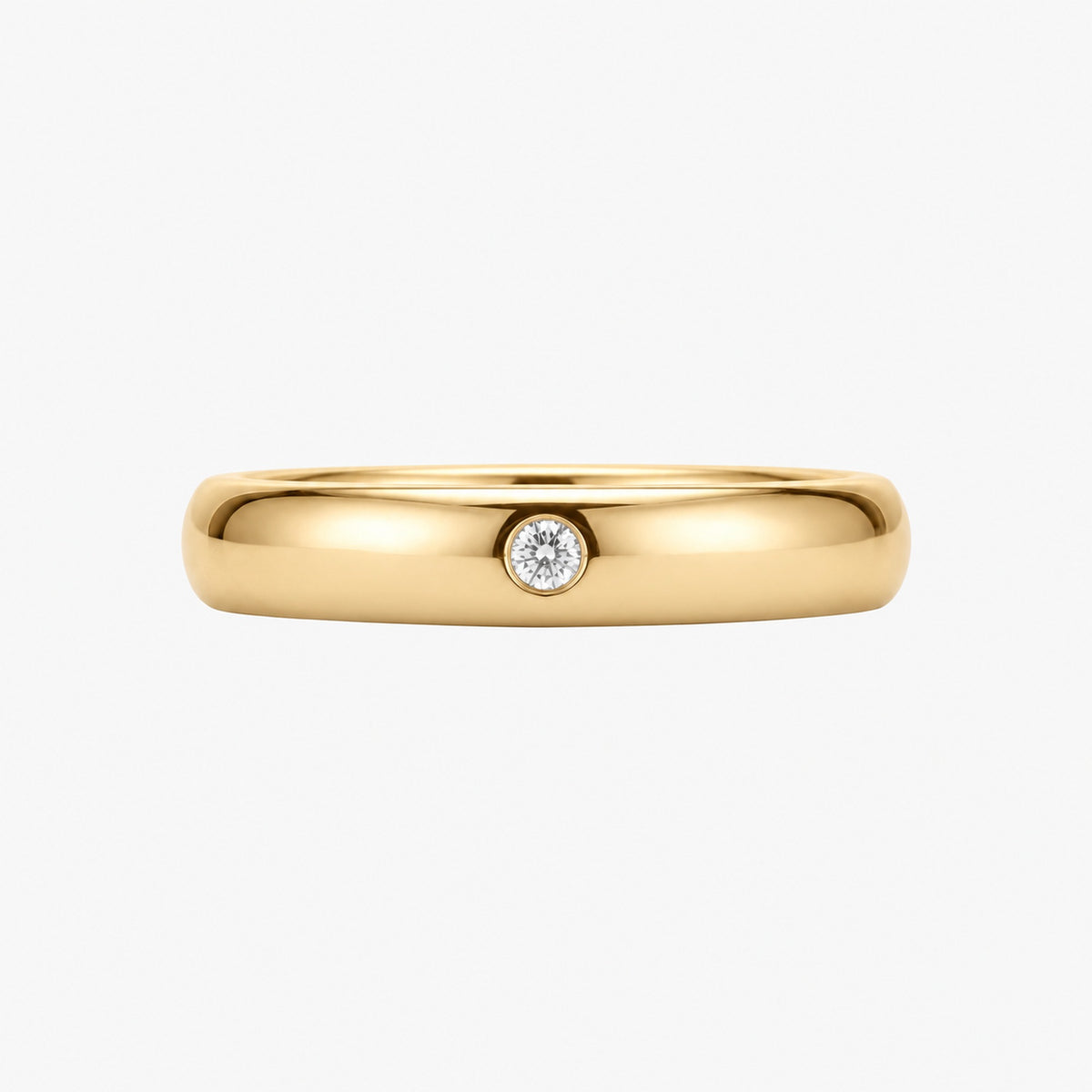 Solid Gold Pure Love Couple Ring Set in 14K yellow gold, one ring, front
