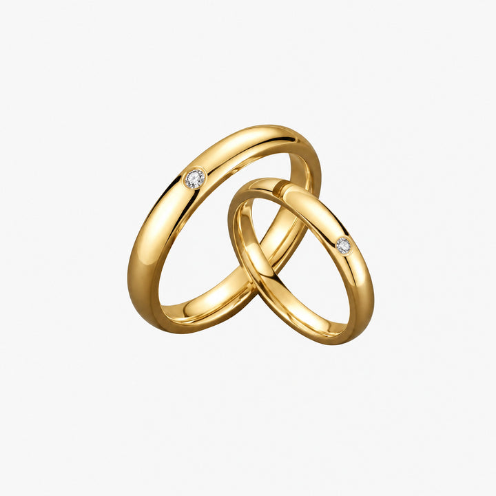 Solid Gold Pure Love Couple Ring Set