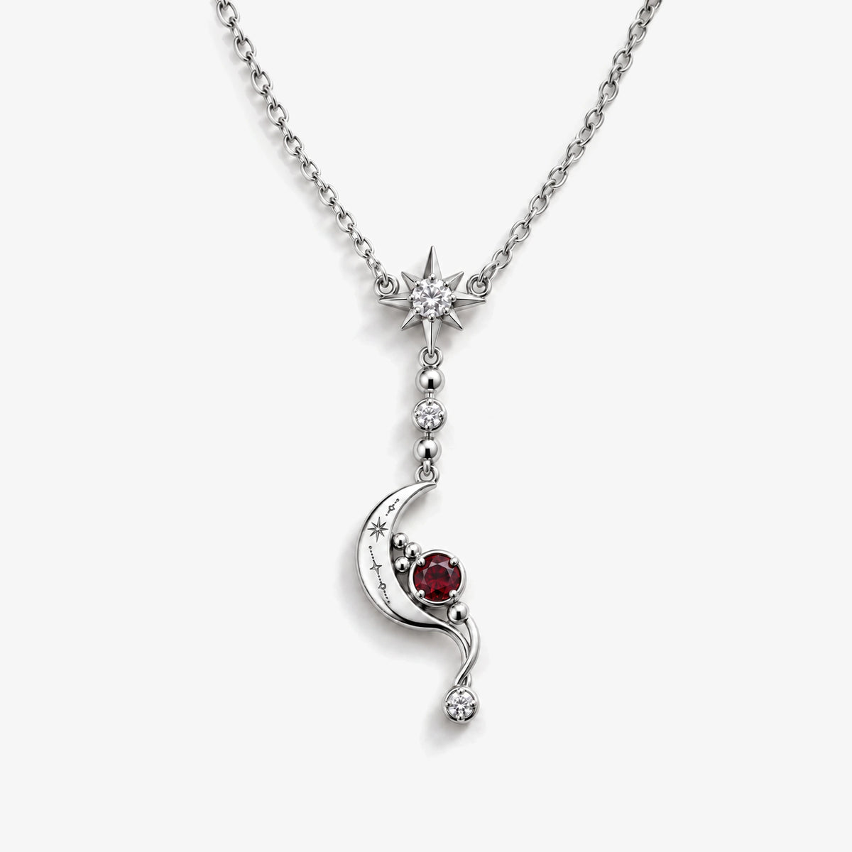 Eclipse Waltz Necklace in Silver, necklace front view