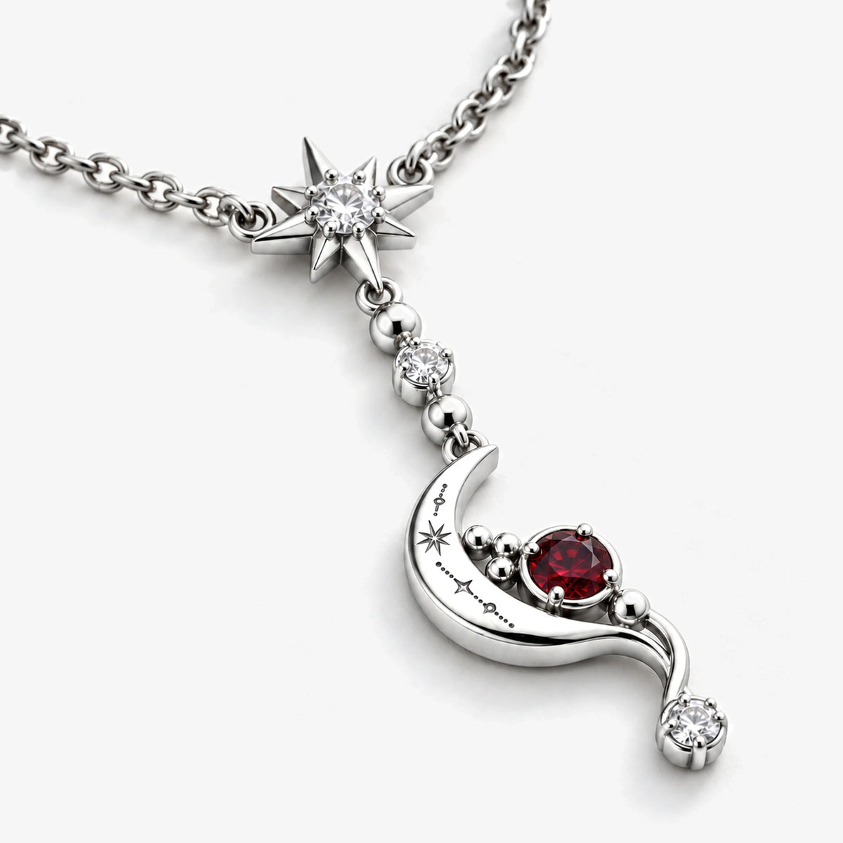 Eclipse Waltz Necklace in Silver, three-quarter view