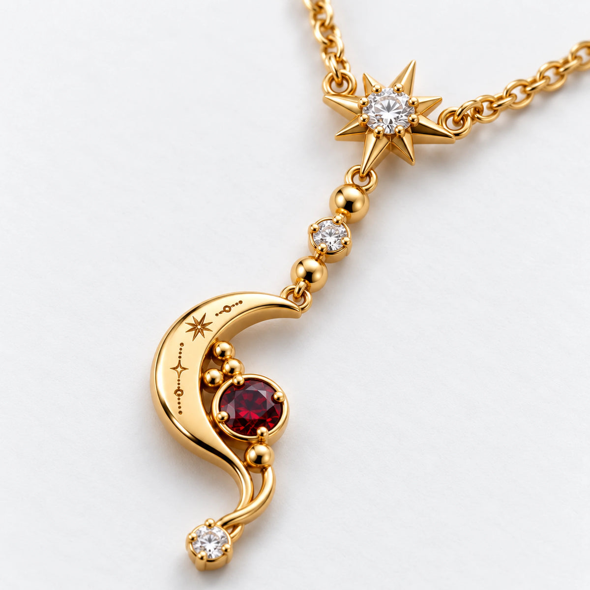 Eclipse Waltz Necklace in Gold, close-up of the drop