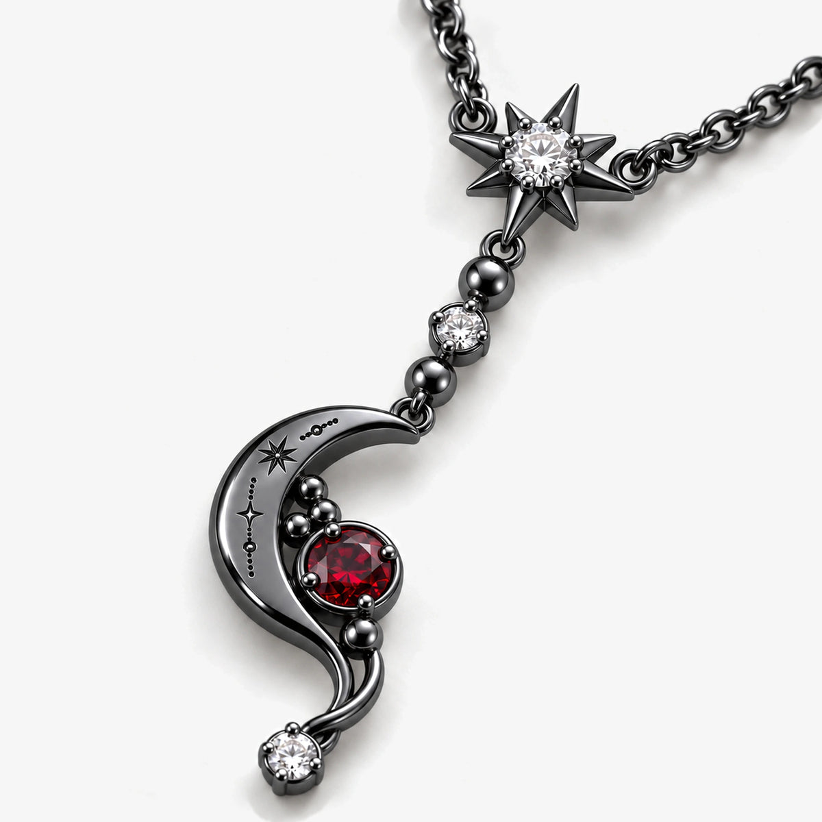 Eclipse Waltz Necklace in Royal Black, close-up of the drop