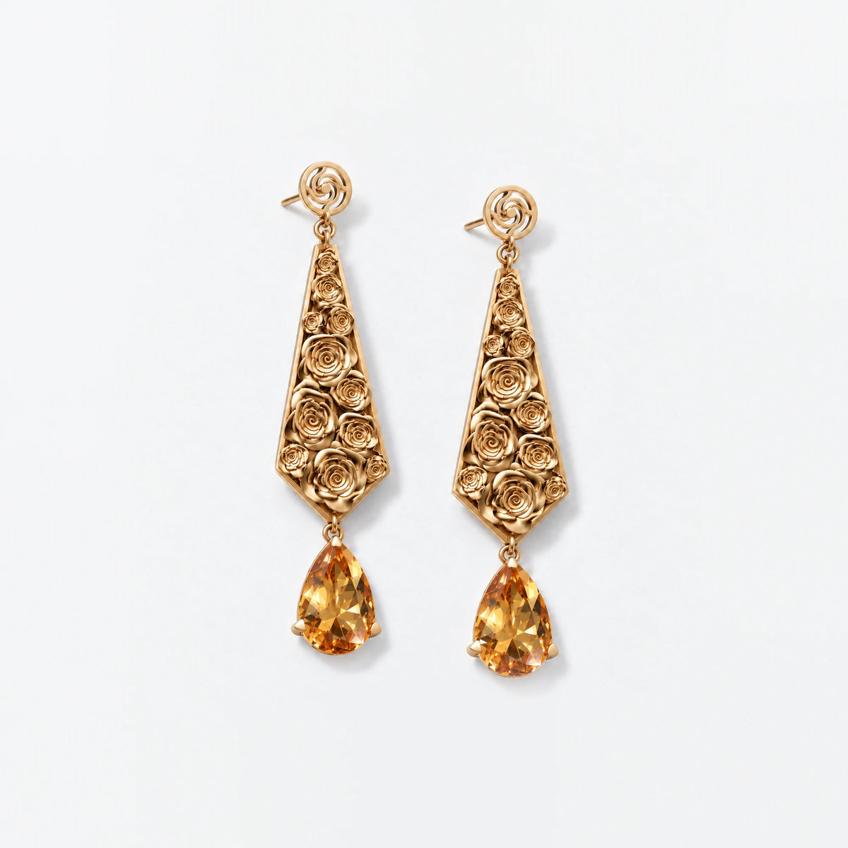 Straw Doll Earrings in gold, pair
