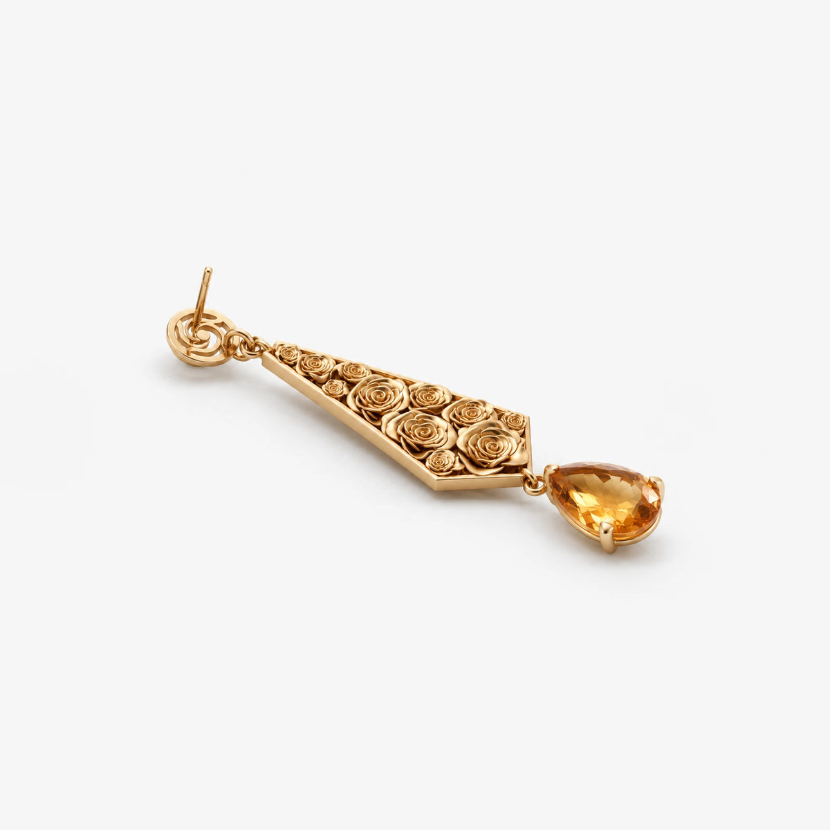 Straw Doll Earrings in gold, side view