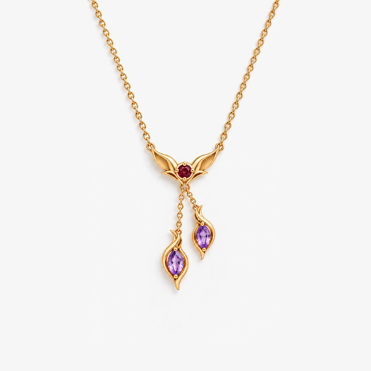 Sunrise Path Necklace in gold, front view