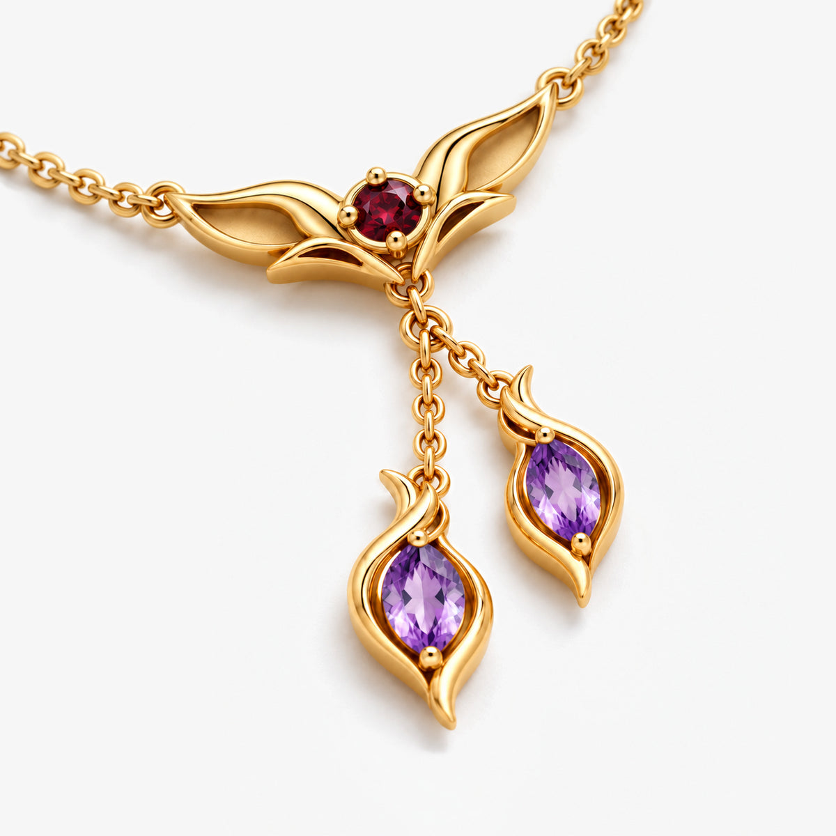 Sunrise Path Necklace in gold, angled view