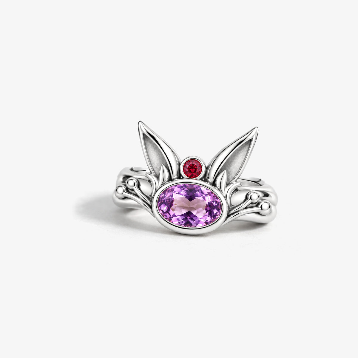 Sunrise Path Ring in silver, front view