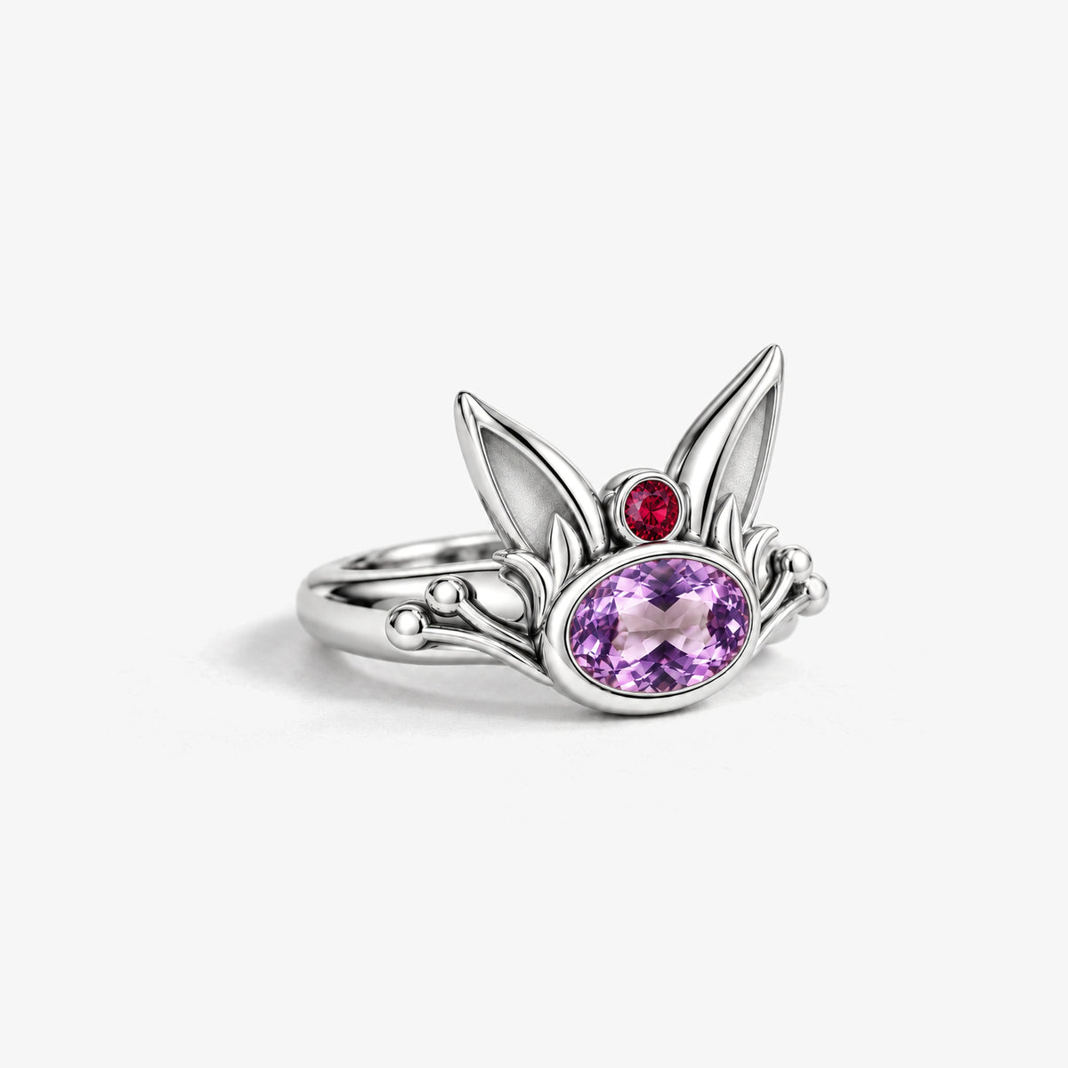 Sunrise Path Ring in silver, left side view