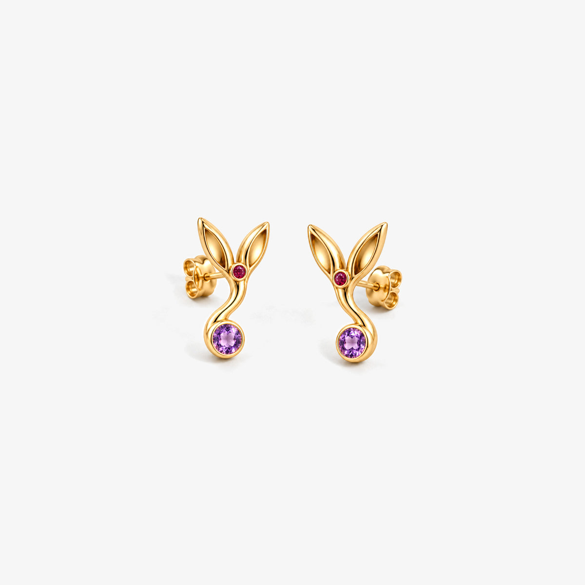 Sunrise Path Studs in gold, front view