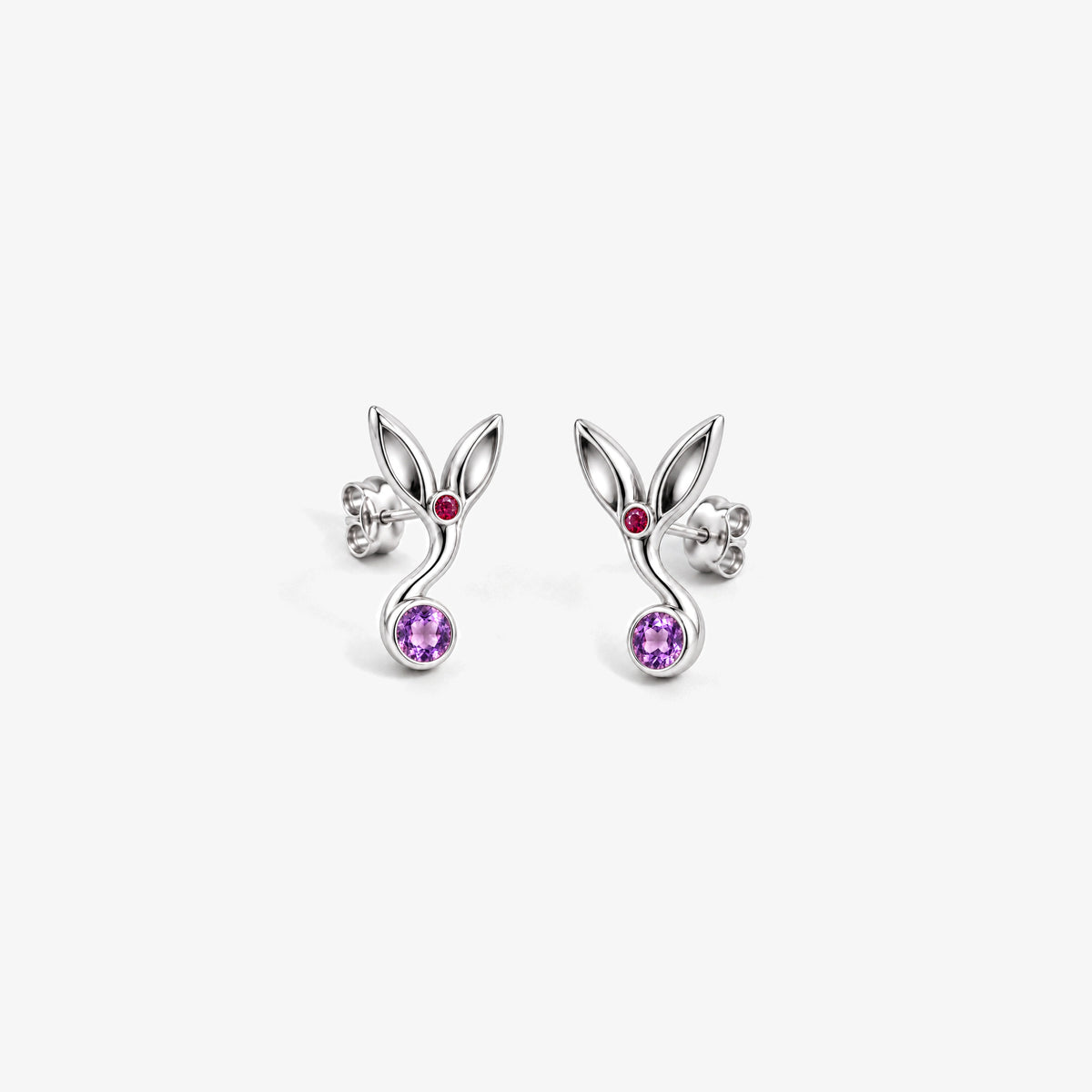 Sunrise Path Studs in silver, front view