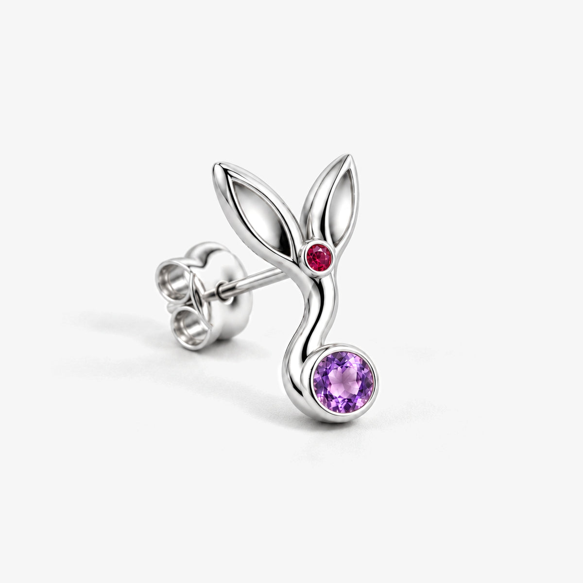 Sunrise Path Studs in silver, side view