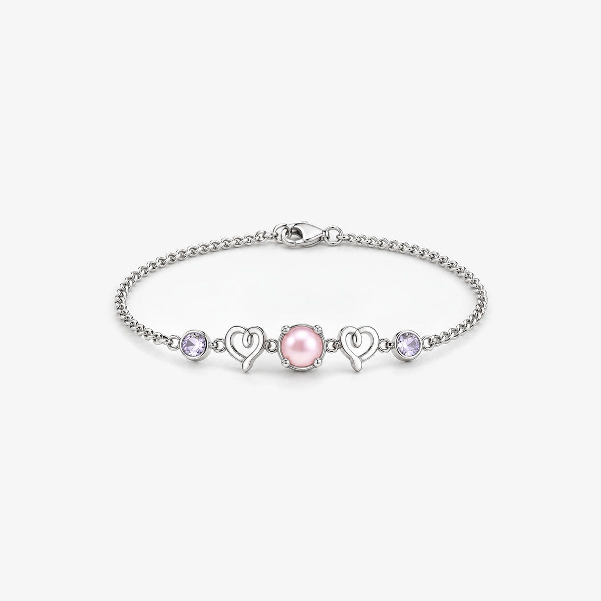 Tail Heart Bracelet in silver, front view