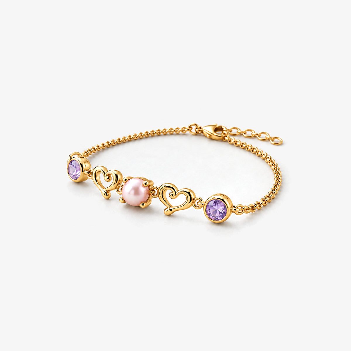 Tail Heart Bracelet in gold, left side view