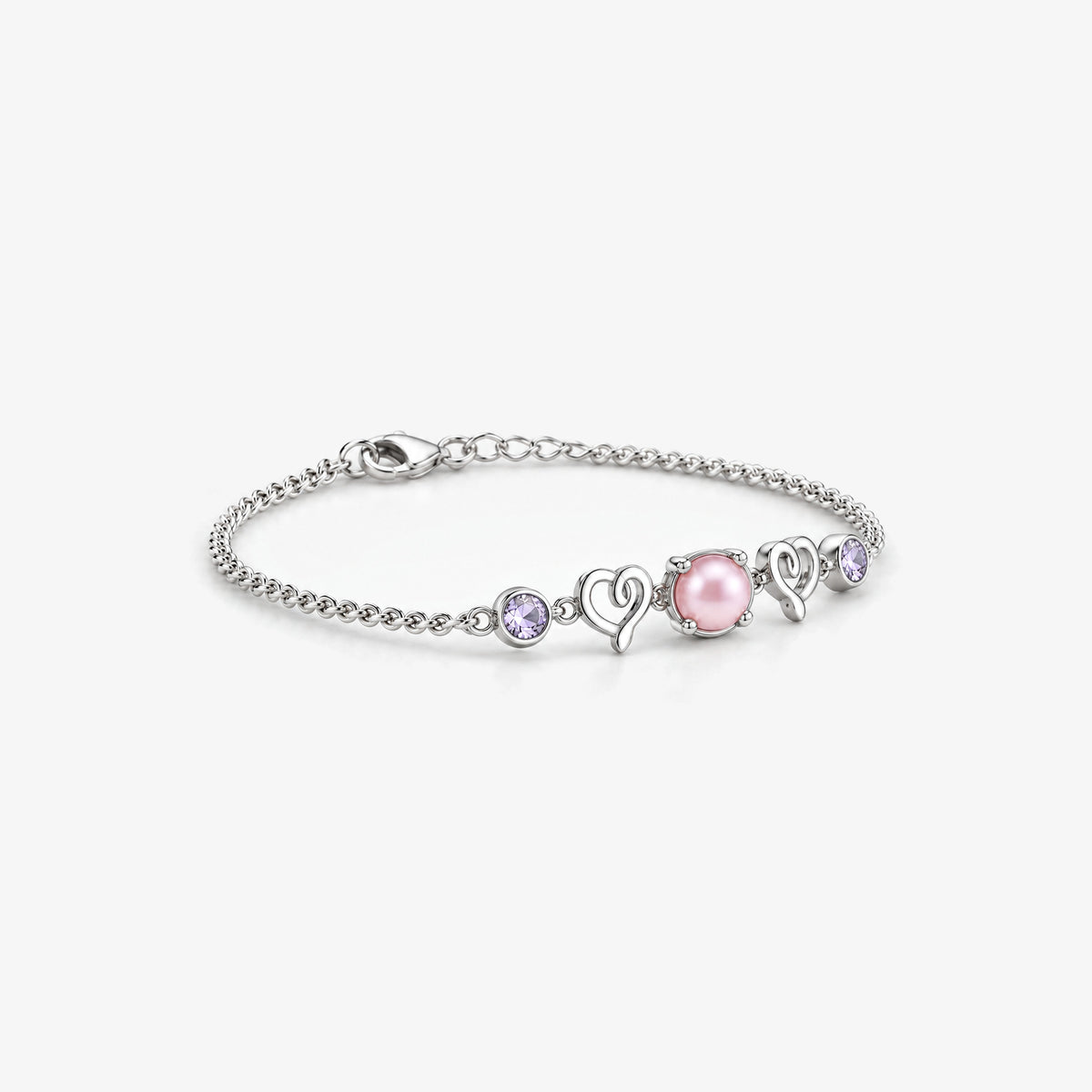 Tail Heart Bracelet in silver, right side view