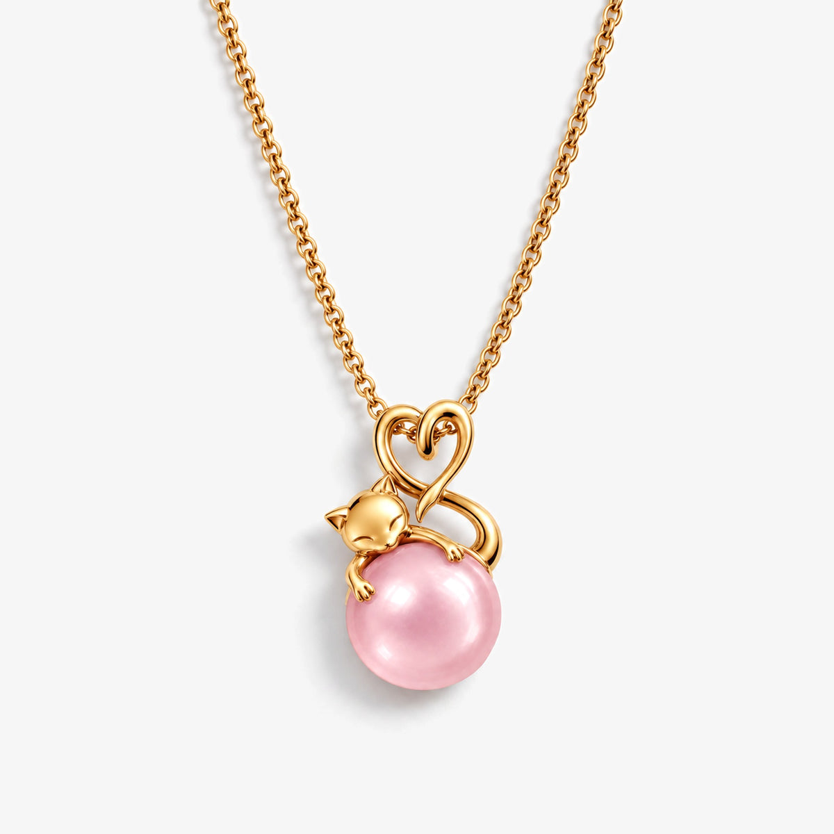 Tail Heart Necklace in gold, front view