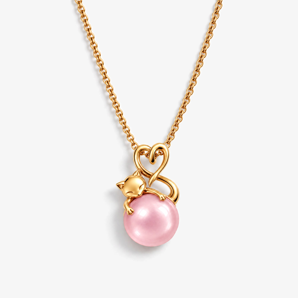 Tail Heart Necklace in gold, front view