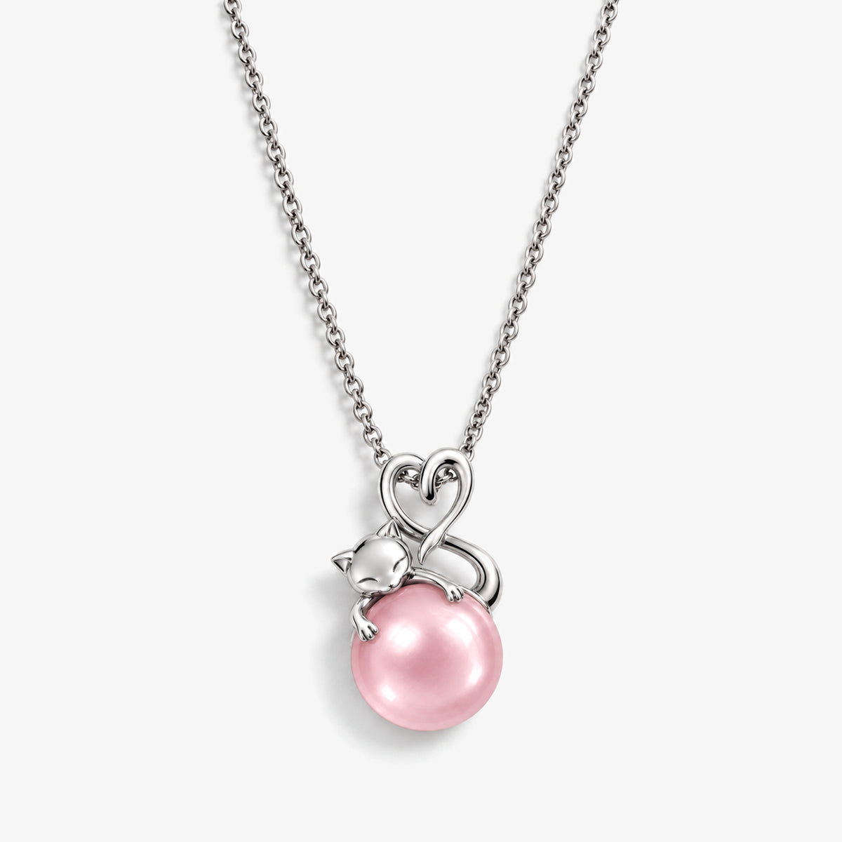 Tail Heart Necklace in silver, front view