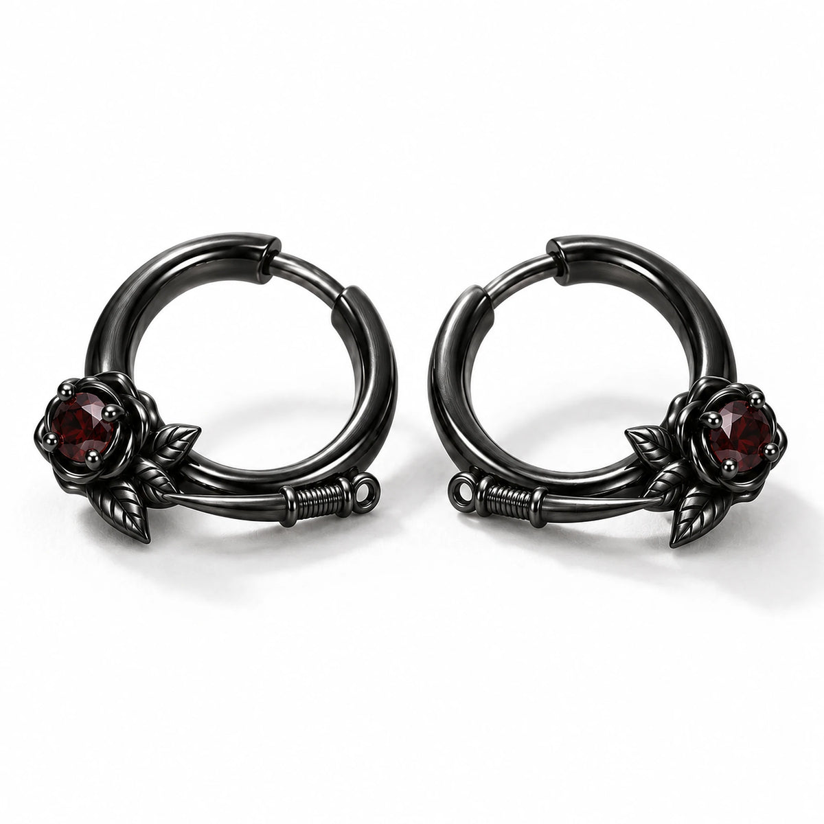 Thorn Princess Earrings in Royal Black, front view