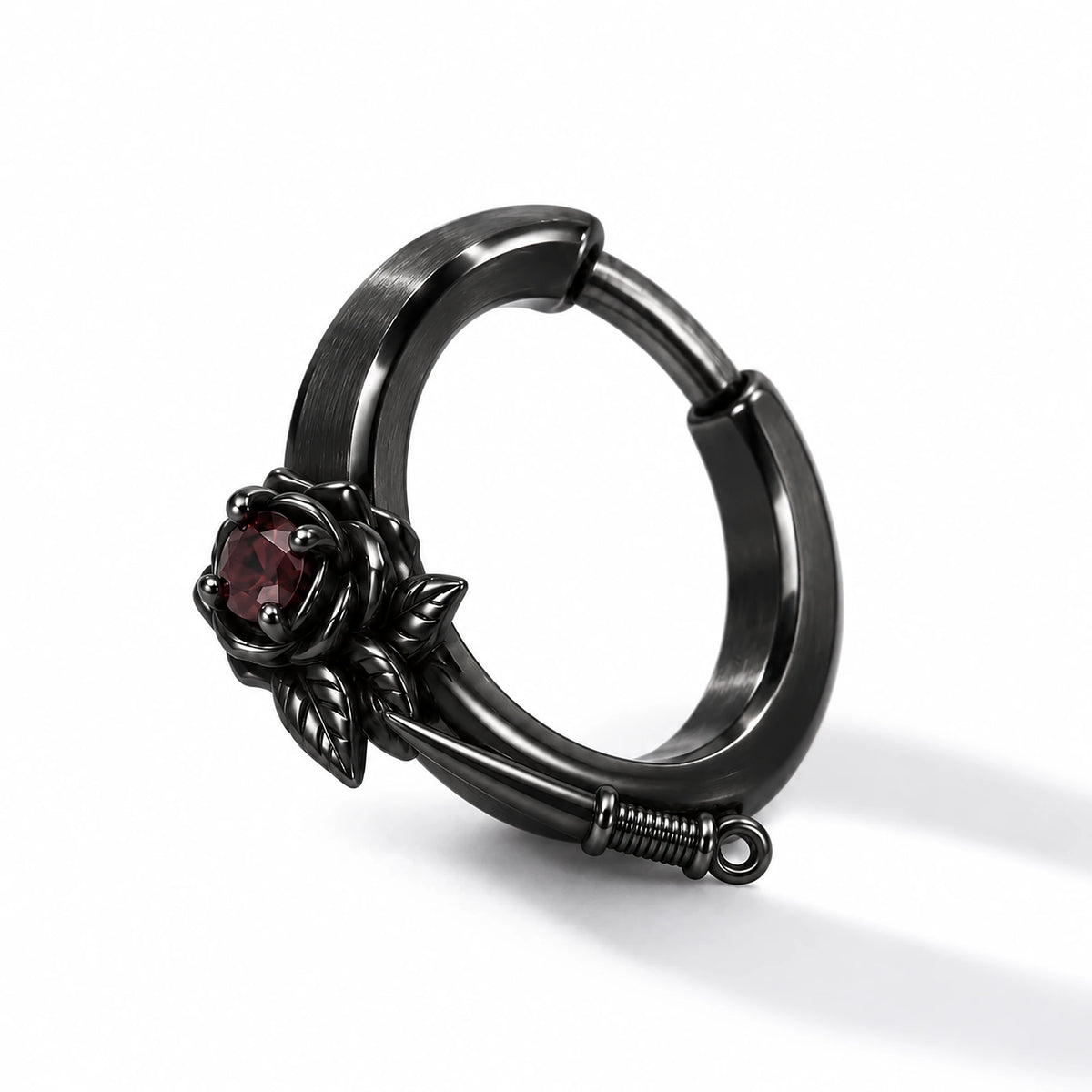 Thorn Princess Earrings in Royal Black, side view