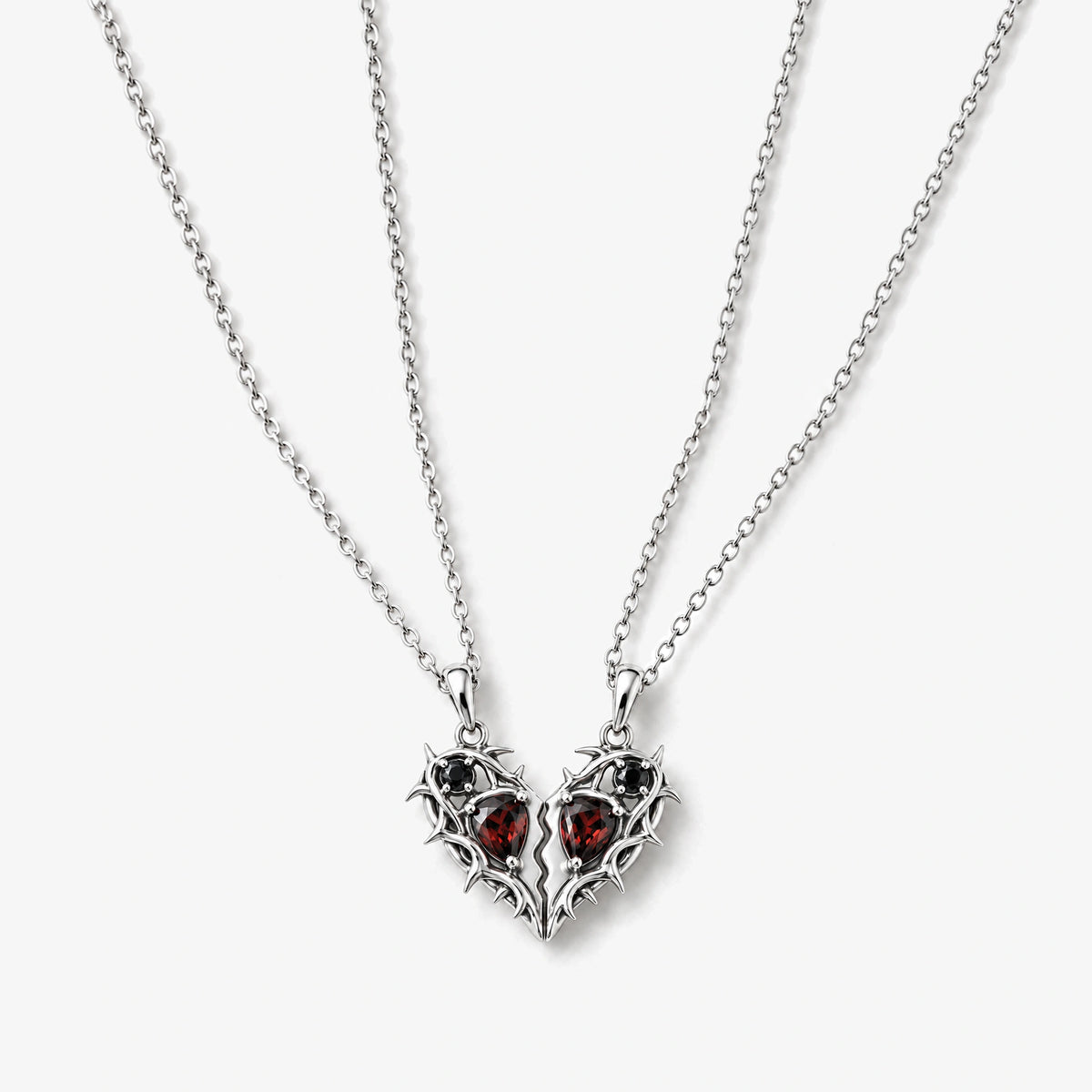 Thorn Princess Couples Necklaces in Silver, front view
