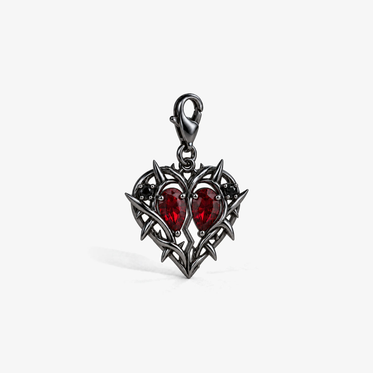 Thorn Princess Heart Charm in Royal Black, front view