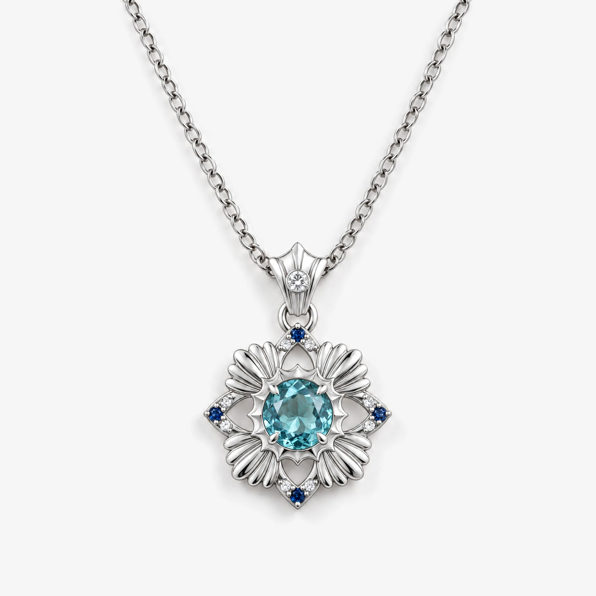 Tide Path Necklace in silver, front view