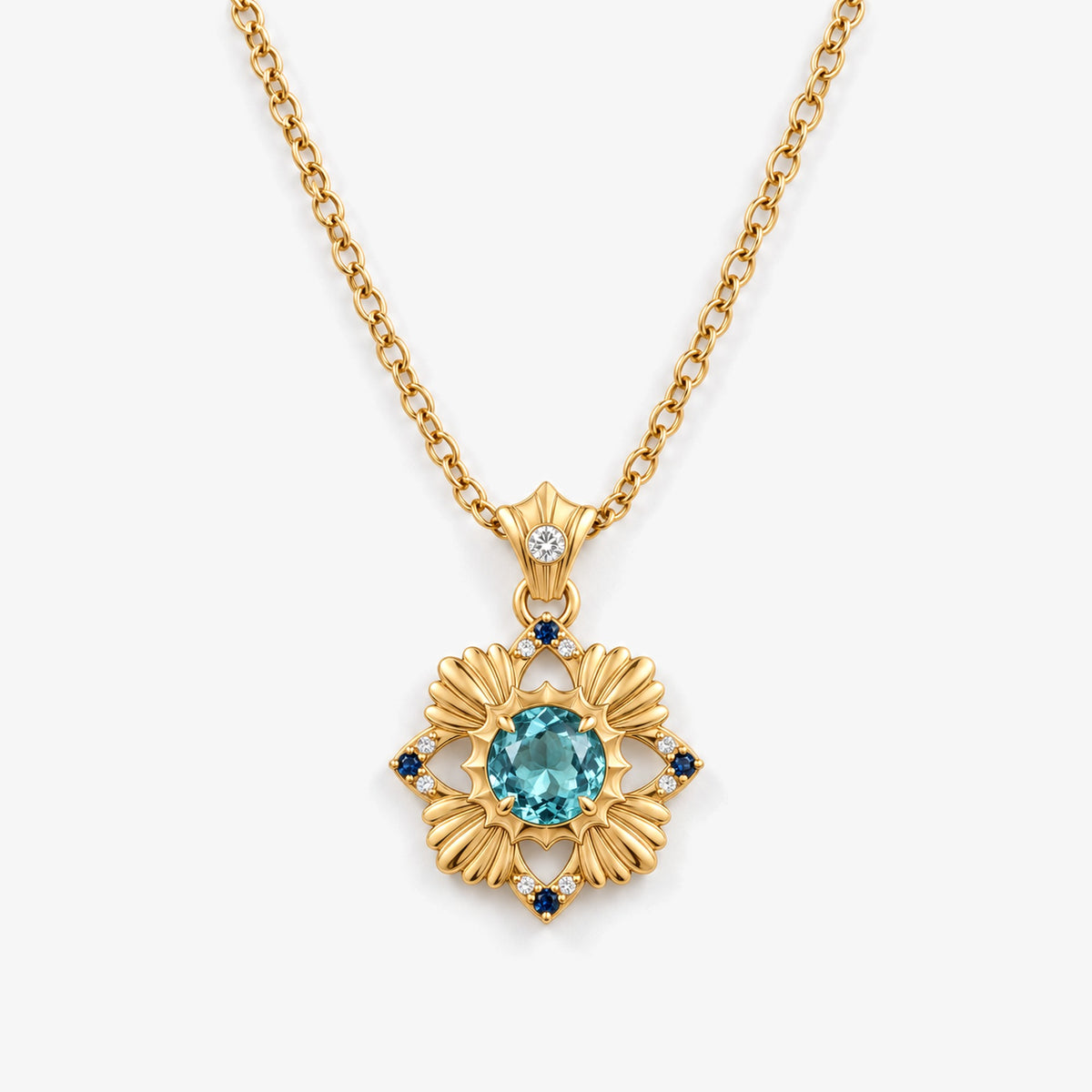 Tide Path Necklace in gold, front view