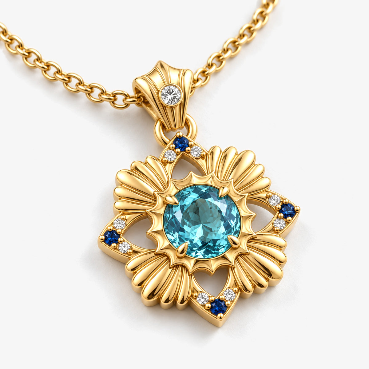 Tide Path Necklace in gold, angled view