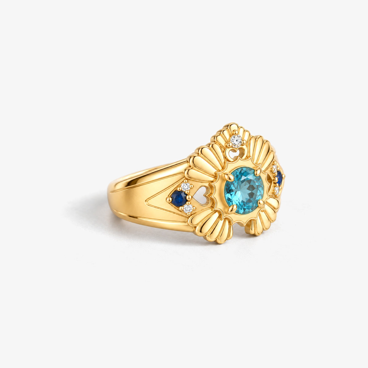 Tide Path Ring in gold, left side view