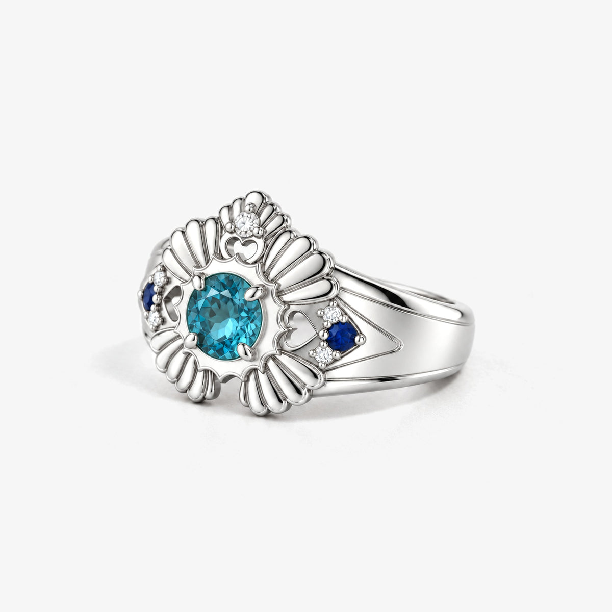 Tide Path Ring in silver, right side view